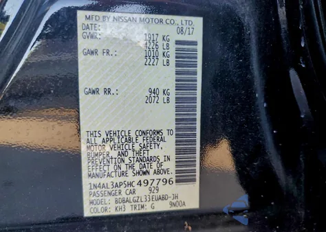 2017 Nissan Altima 2.5 из США, поврежденный, VIN 1N4AL3AP5HC497796